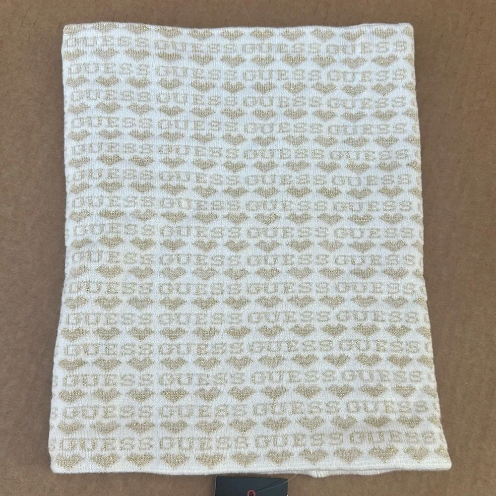 New Guess Cream and Gold Scarf